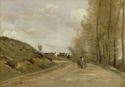 De weg in Gouvieux, ca.1850-60 door Jean Baptiste Camille Corot